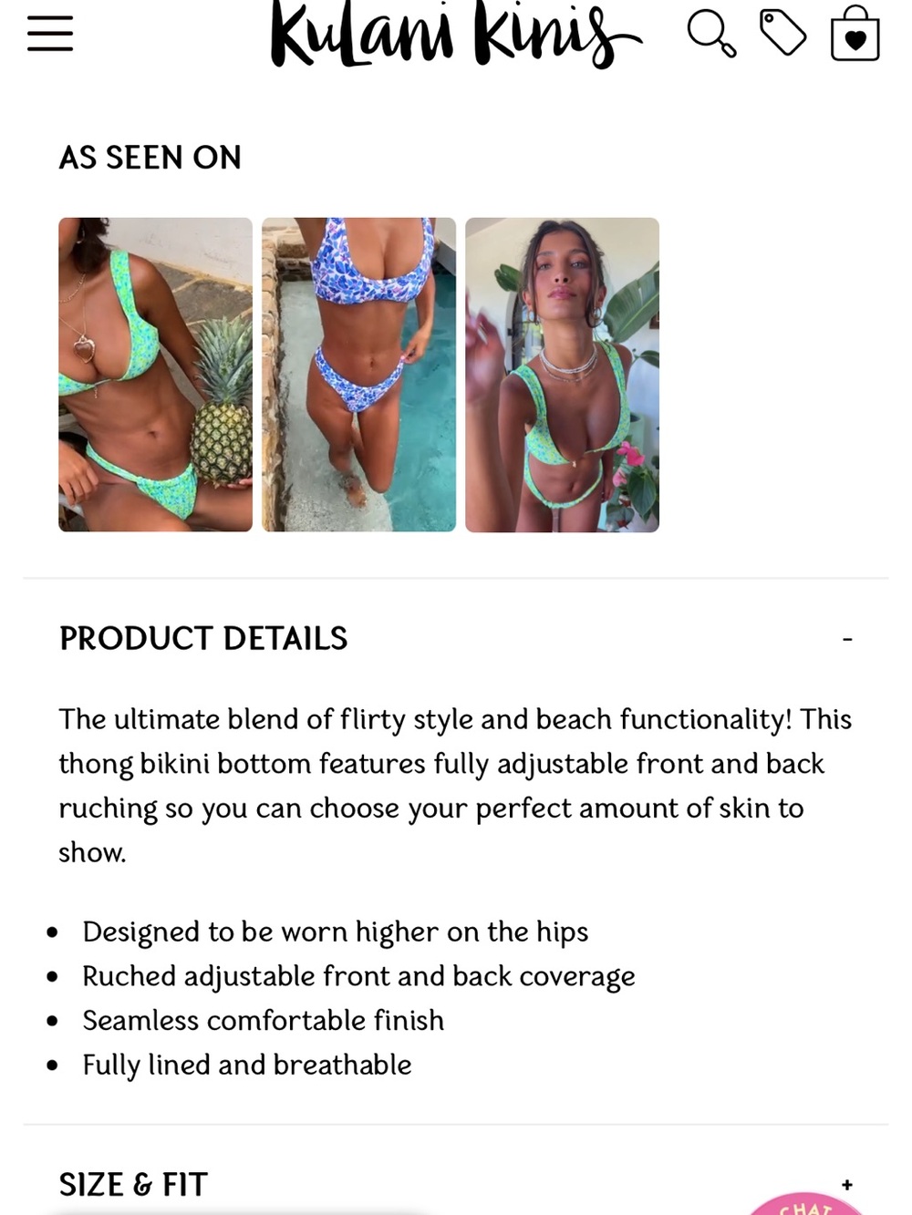 Kulani Kinis Rouched Thong Bikini Bottom *bottom only* - Picture 3 of 8